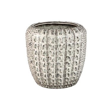 Topf – Cremefarbene Oberfläche, Runde Form, Krokodilmuster, Keramik Material, L – Crocco | PTMD