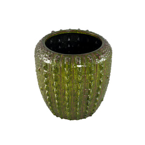 Plant pot – Dark green surface, Round shape, Crocodile pattern, Ceramic material, M – Crocco | PTMD