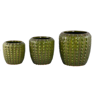 Plant pot – Dark green surface, Round shape, Crocodile pattern, Ceramic material, M – Crocco | PTMD