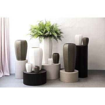 Pot – Ceramic Material, Octagonal Shape, Dark Brown Surface, L – Myrick | PTMD
