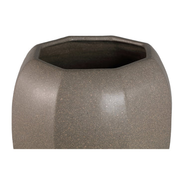 Pot – Ceramic Material, Octagonal Shape, Dark Brown Surface, L – Myrick | PTMD