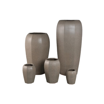 Pot – Ceramic Material, Octagonal Shape, Dark Brown Surface, XL – Myrick | PTMD