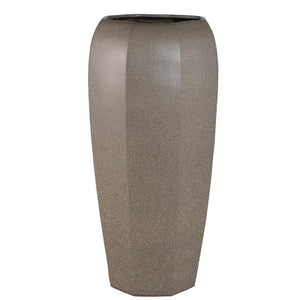 Pot – Ceramic Material, Octagonal Shape, Dark Brown Surface, XL – Myrick | PTMD