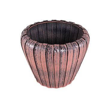 Pot – Pink color, Vertical groove structure, Round shape, Stoneware ceramic, XS – Mirei | PTMD