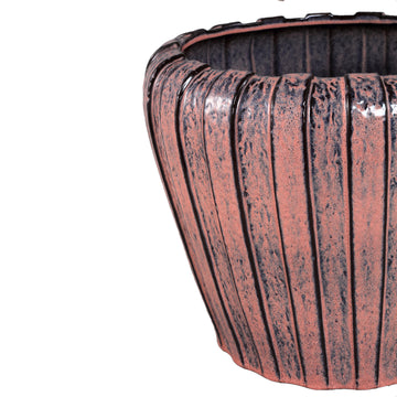 Pot – Pink color, Vertical rib structure, Round shape, Stoneware ceramic, S – Mirei | PTMD