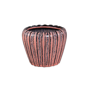 Pot – Pink color, Vertical rib structure, Round shape, Stoneware ceramic, S – Mirei | PTMD