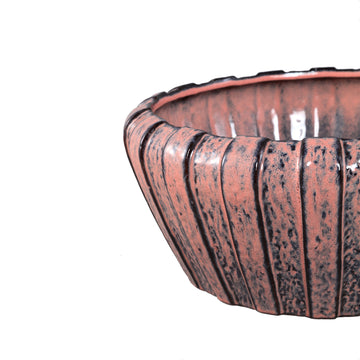 Pot – Pink Color, Vertical Ribbed Structure, Round Shape, Stoneware Ceramic, S – Mirei | PTMD