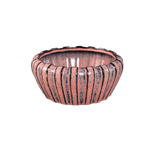 Pot – Pink Color, Vertical Ribbed Structure, Round Shape, Stoneware Ceramic, S – Mirei | PTMD