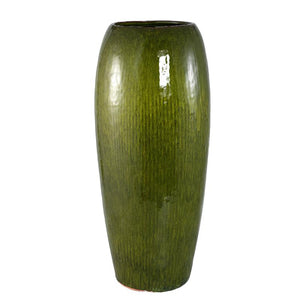 Pot – Ceramic Material, Smooth Surface, Dark Green Color, L – Tamica | PTMD