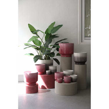 Pot – Light Brown Color, Ombre Finish, On Foot, Stoneware, XS – Kyer | PTMD