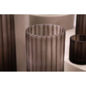 Vase - Solid Glass, Striped Texture, Beige Color M - Rora | PTMD
