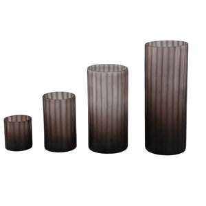 Vase - Solid Glass, Striped Texture, Beige Color M - Rora | PTMD