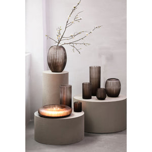 Vase - Solid Glass, Striped Texture, Beige Color M - Rora | PTMD
