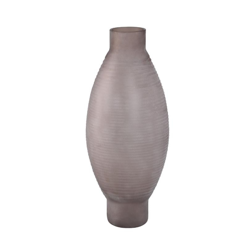 Vase - Solid Glass, Round Shape, Light Brown Color M - Loreda | PTMD