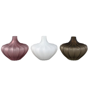Vase – White Glass, Smooth Surface, Low – Aleiya | PTMD