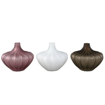 Vase – White Glass, Smooth Surface, Low – Aleiya | PTMD