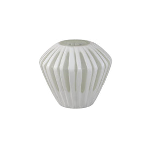 Vase - White Glass, Angular Design, Round Shape, S - Ireka | PTMD