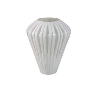 Vase – White Glass, Angular Design, Round Shape, M – Ireka | PTMD