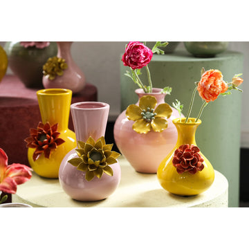 Vase - Round Design, Ceramic Material, Pink Color, A - Raileigh | PTMD