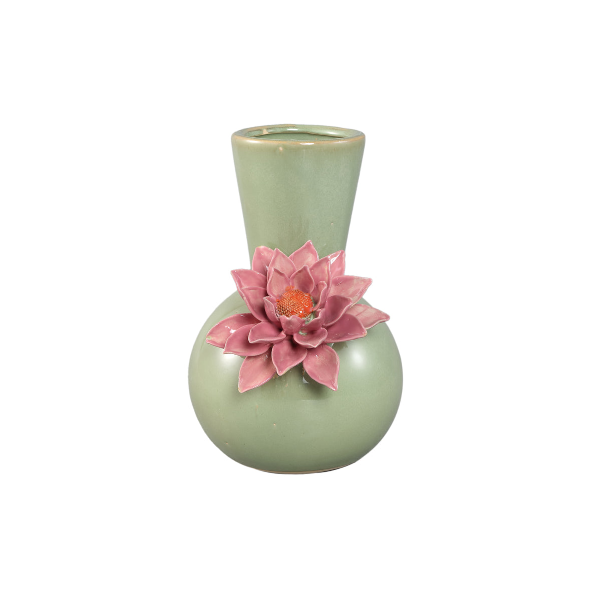 Vase – Round Design, Ceramic Material, Green Color, B – Raileigh | PTMD
