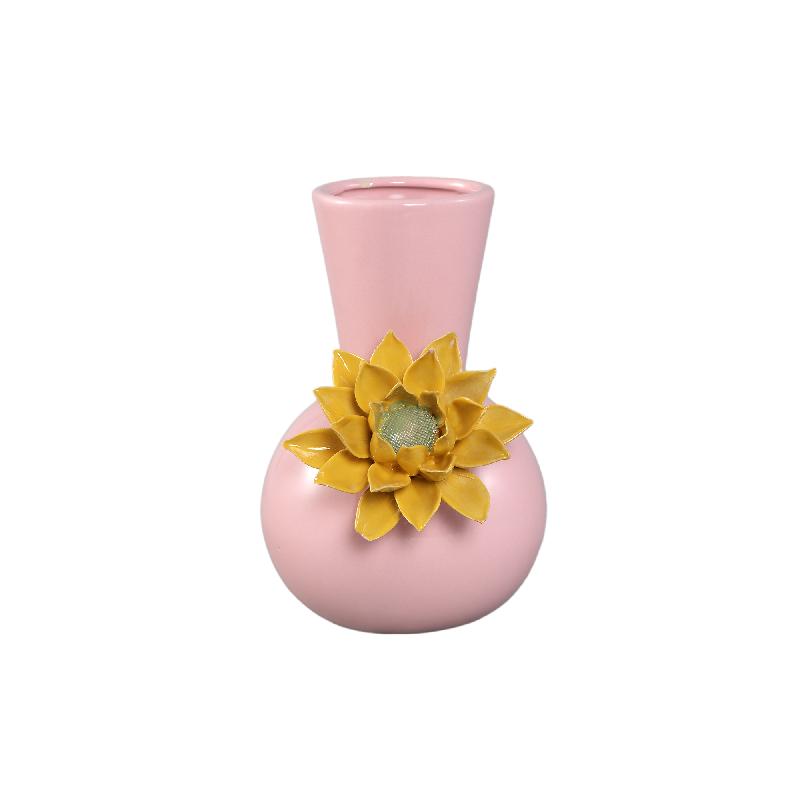 Vase – Round Design, Ceramic Material, Pink Color, B – Raileigh | PTMD