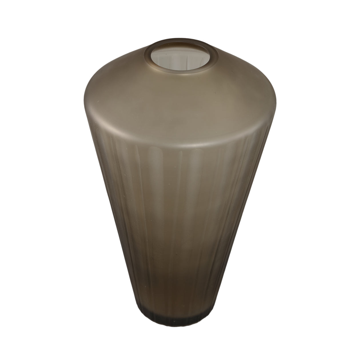 Vase – Braunglas, Linienmuster, Geschliffene Oberfläche, L – Damiri | PTMD