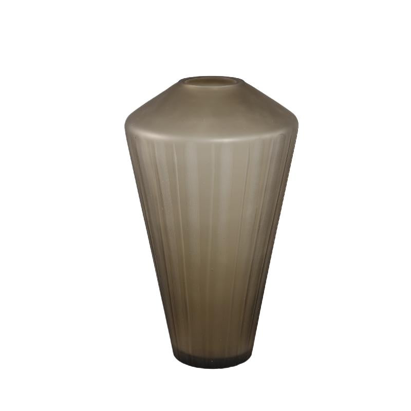 Vase – Braunglas, Linienmuster, Geschliffene Oberfläche, L – Damiri | PTMD