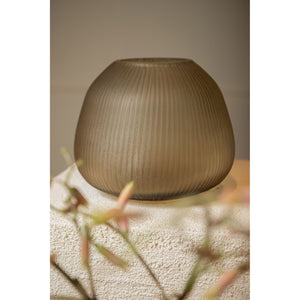 Vase – Brown Glass, Ribbed Surface, Round Shape, S – Marria | PTMD