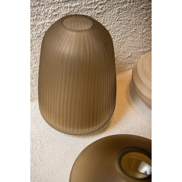 Vase – Braunglas, Geriffelte Oberfläche, Runde Form, M – Marria | PTMD