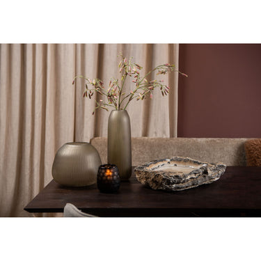 Vase – Braunglas, Geriffelte Oberfläche, Runde Form, L – Marria | PTMD