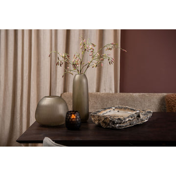 Vase – Braunglas, Geriffelte Oberfläche, Runde Form, L – Marria | PTMD