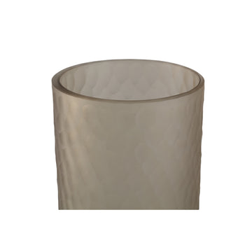 Vase – Hellbraunes Glas, Geschliffene Oberfläche, Gerade Form, L – Paulene | PTMD