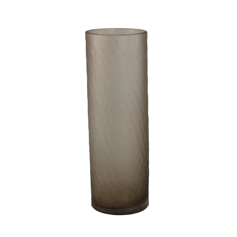 Vase – Light Brown Glass, Cut Surface, Straight Shape, L – Paulene | PTMD
