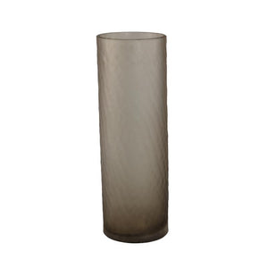 Vase – Light Brown Glass, Cut Surface, Straight Shape, L – Paulene | PTMD