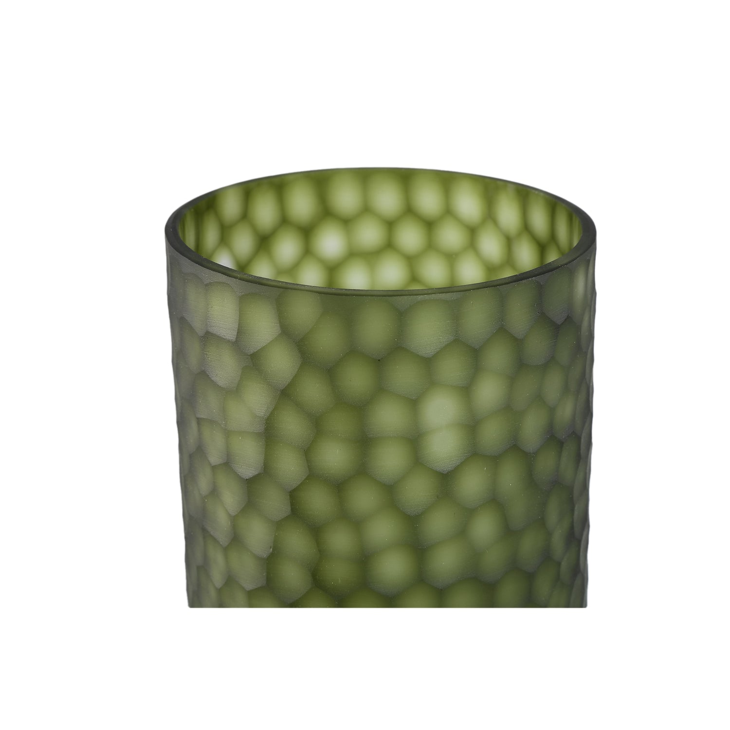 Vase – Moosgrünes Glas, Geschliffene Oberfläche, Gerade Form, M – Paulene | PTMD