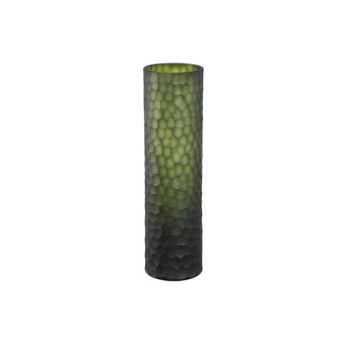 Vase – Moosgrünes Glas, Geschliffene Oberfläche, Gerade Form, S – Paulene | PTMD