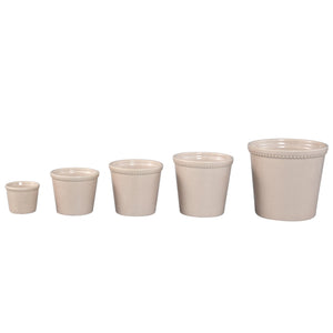 Blumentopf – Creme Oberfläche, Punktbordüre Design, Keramik Material, M – Tristah | PTMD