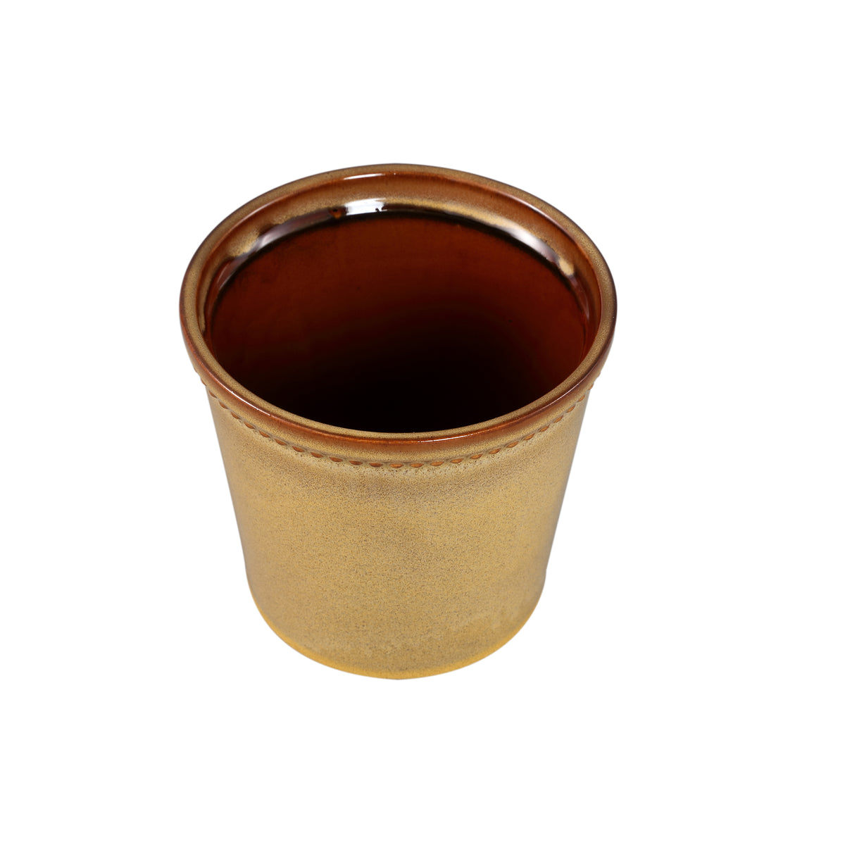 Blumentopf – Gelbe Oberfläche, Punktbordüre Design, Keramik Material, M – Tristah | PTMD
