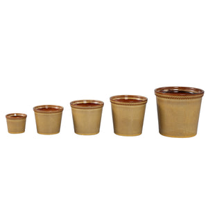 Blumentopf – Gelbe Oberfläche, Punktbordüre Design, Keramik Material, M – Tristah | PTMD