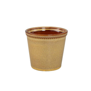 Blumentopf – Gelbe Oberfläche, Punktbordüre Design, Keramik Material, M – Tristah | PTMD