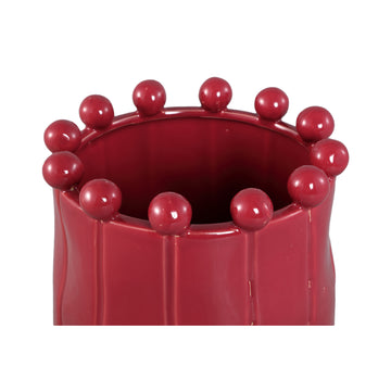 Flowerpot - Round Shape, Porcelain Ceramic, Rolled Rim, Pink, L | PTMD
