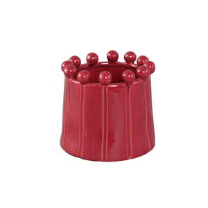 Flowerpot - Round Shape, Porcelain Ceramic, Rolled Rim, Pink, M | PTMD