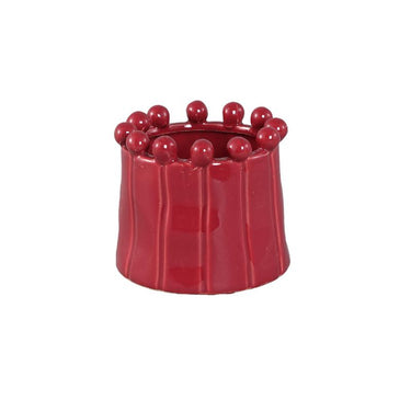 Flowerpot - Round Shape, Porcelain Ceramic, Rolled Rim, Pink, S | PTMD