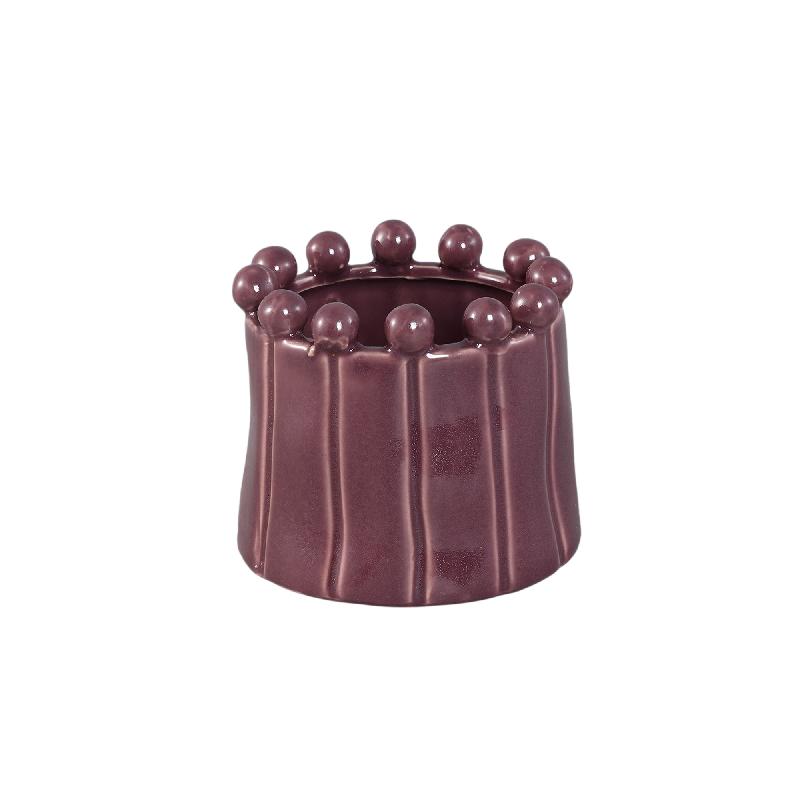 Blumentopf - Runde Form, Porzellan-Keramik, Kugelrand, Lila, S - Celine | PTMD