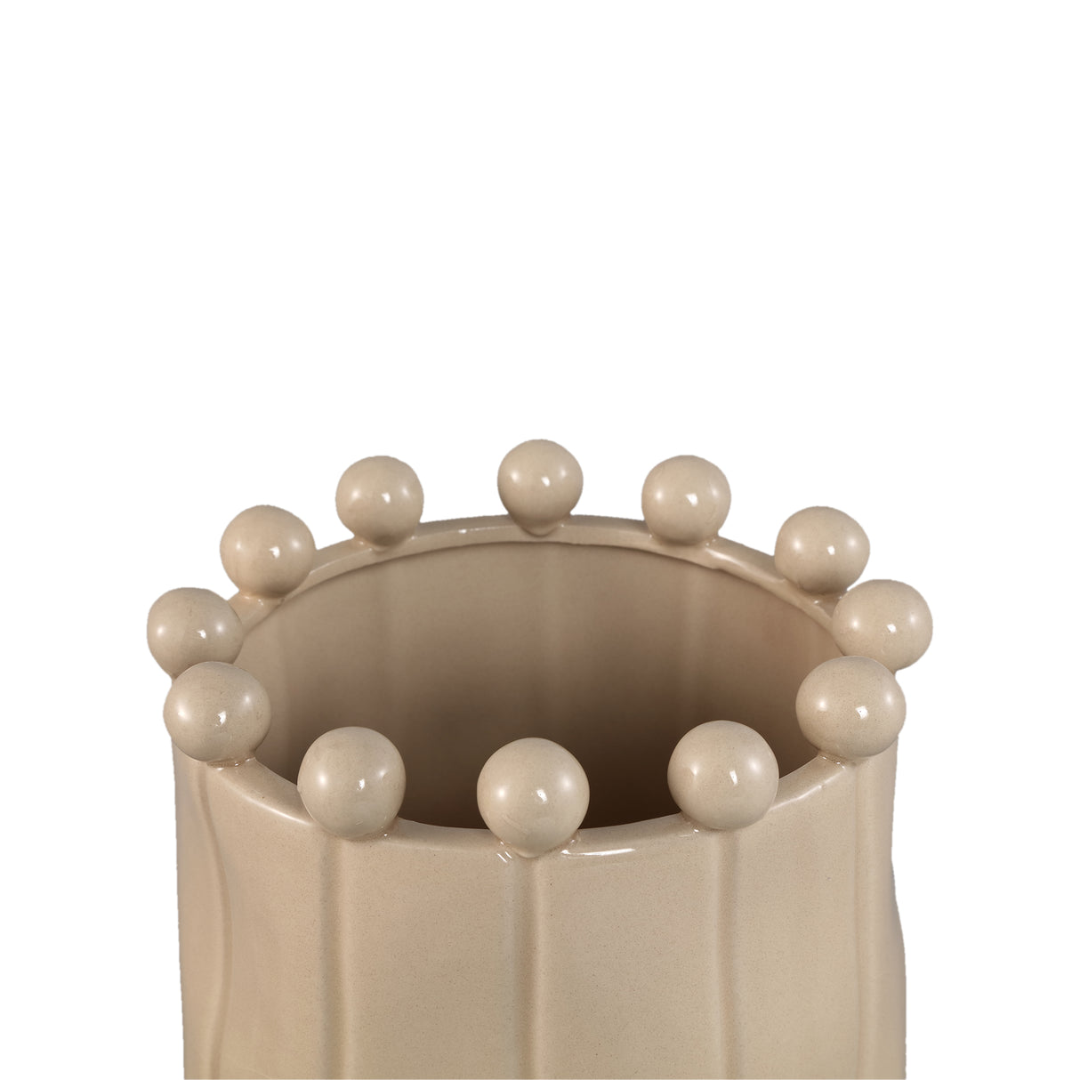 Blumentopf - Runde Form, Porzellan-Keramik, Kugelrand, Creme, S - Celine | PTMD