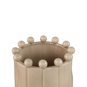 Blumentopf - Runde Form, Porzellan-Keramik, Kugelrand, Creme, S - Celine | PTMD