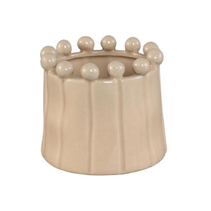 Blumentopf - Runde Form, Porzellan-Keramik, Kugelrand, Creme, S - Celine | PTMD