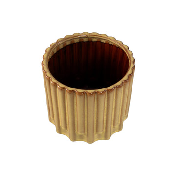 Blumentopf – Gelbe Oberfläche, Stangenmuster Design, Keramik Material, M – Derri | PTMD