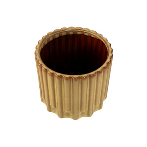 Topf – Gelbe Oberfläche, Stangenmuster Design, Keramik Material, L – Derri | PTMD