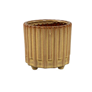 Topf – Gelbe Oberfläche, Stangenmuster Design, Keramik Material, L – Derri | PTMD